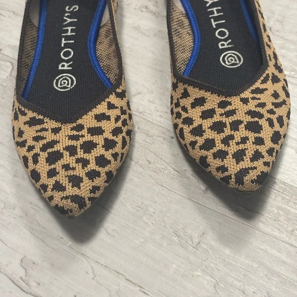 Rothy's The Point Ballet Flat Brown Leopard Print Knit Shoes Women’s Size 6 - Picture 3 of 14
